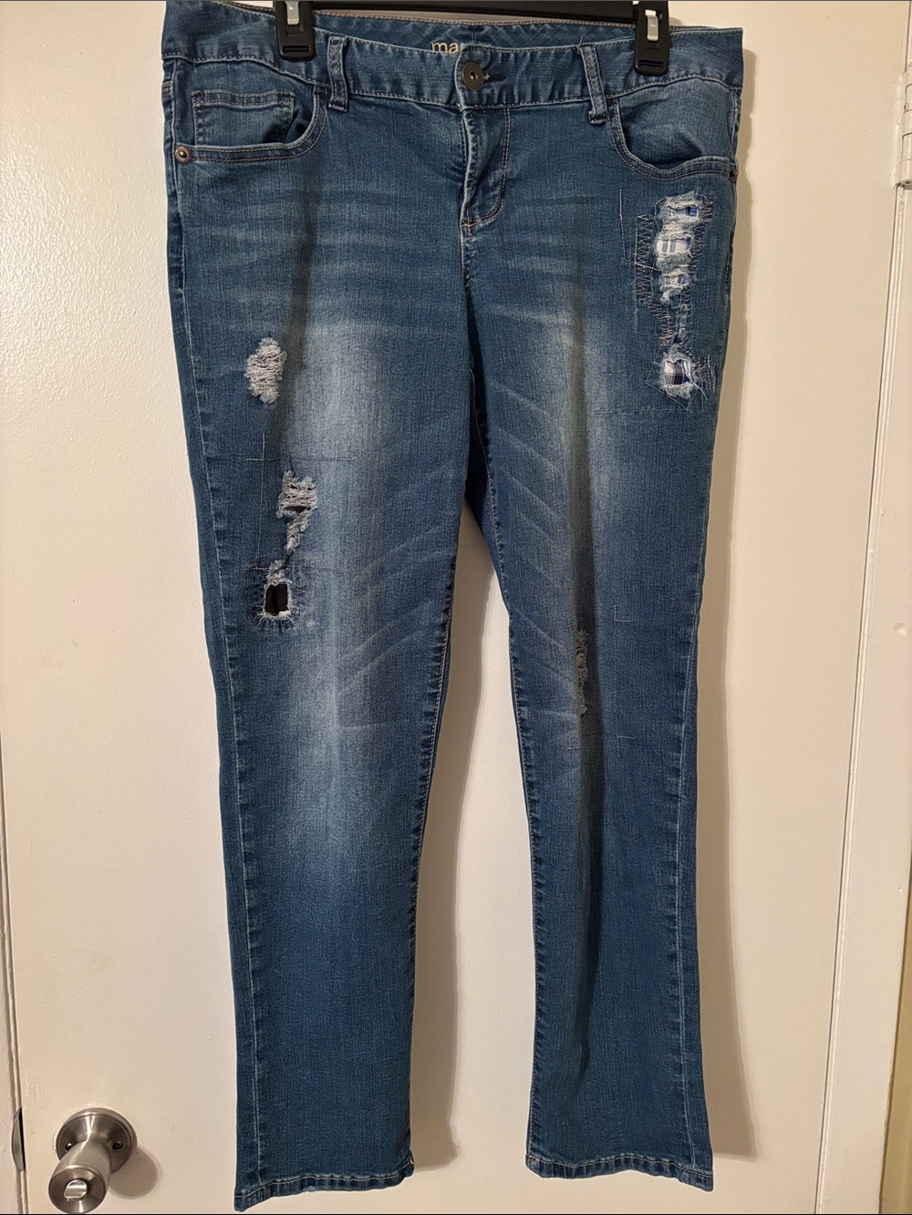 Maurices Medium Blue Distressed Skinny Jeans